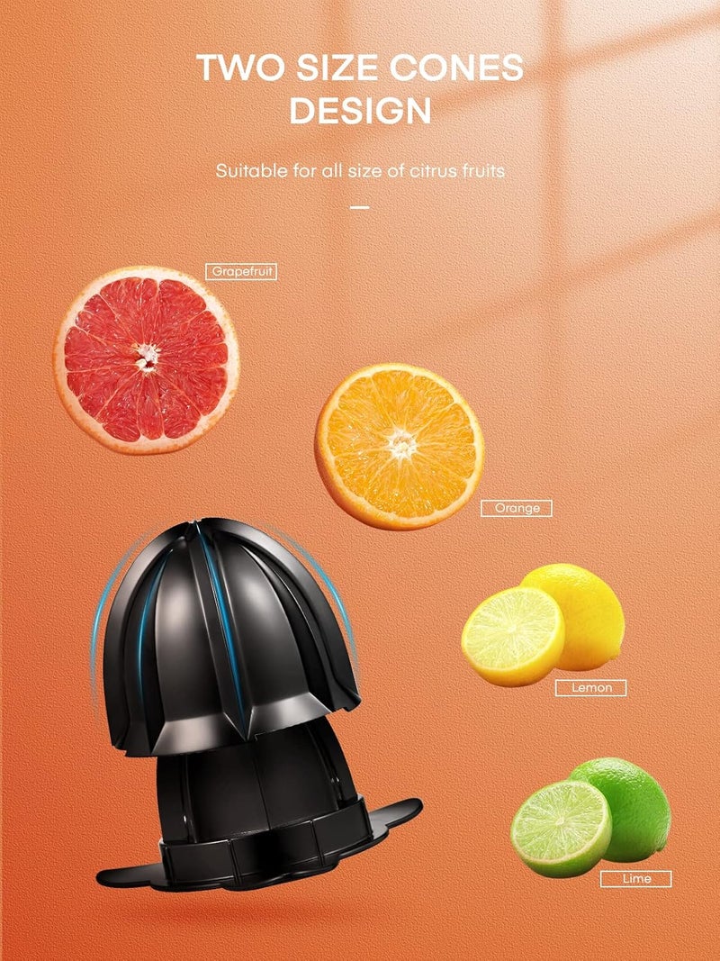FOHERE Orange Juicer Squeezer Electric Citrus Juicer with Two Interchangeable Cones Suitable for orange, lemon and Grapefruit, Brushed Stainless Steel - Image 2